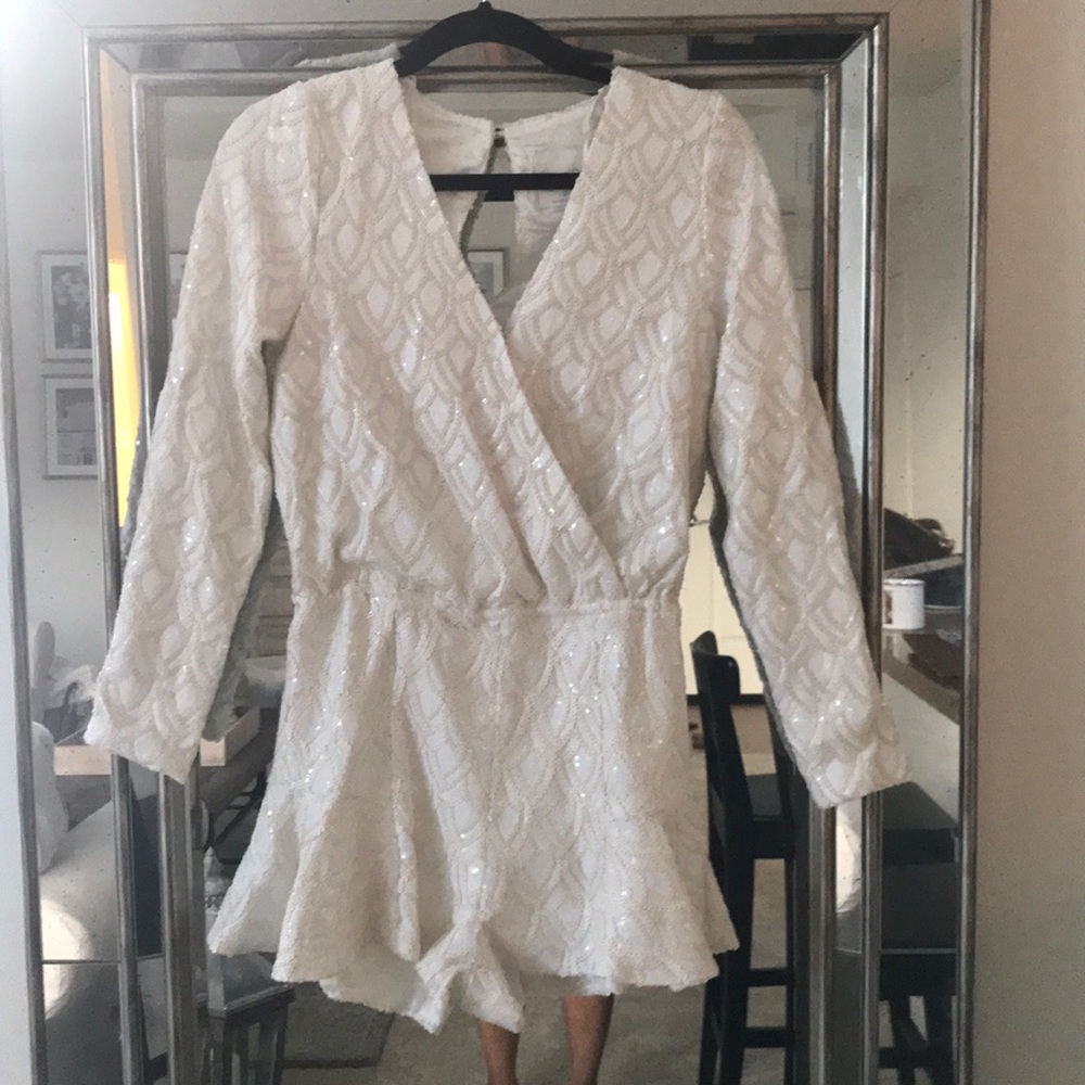 White sequin romper